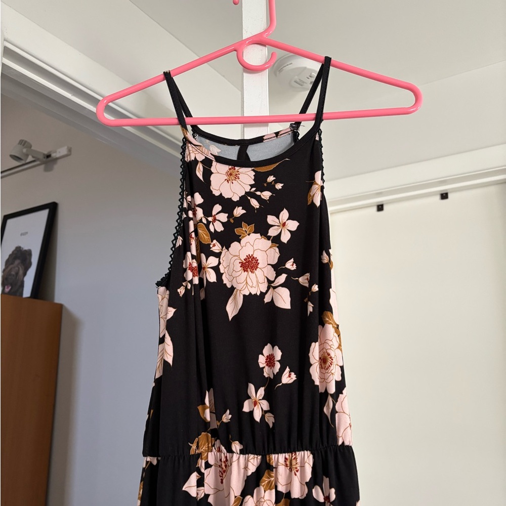 French Grey Black Floral Dress